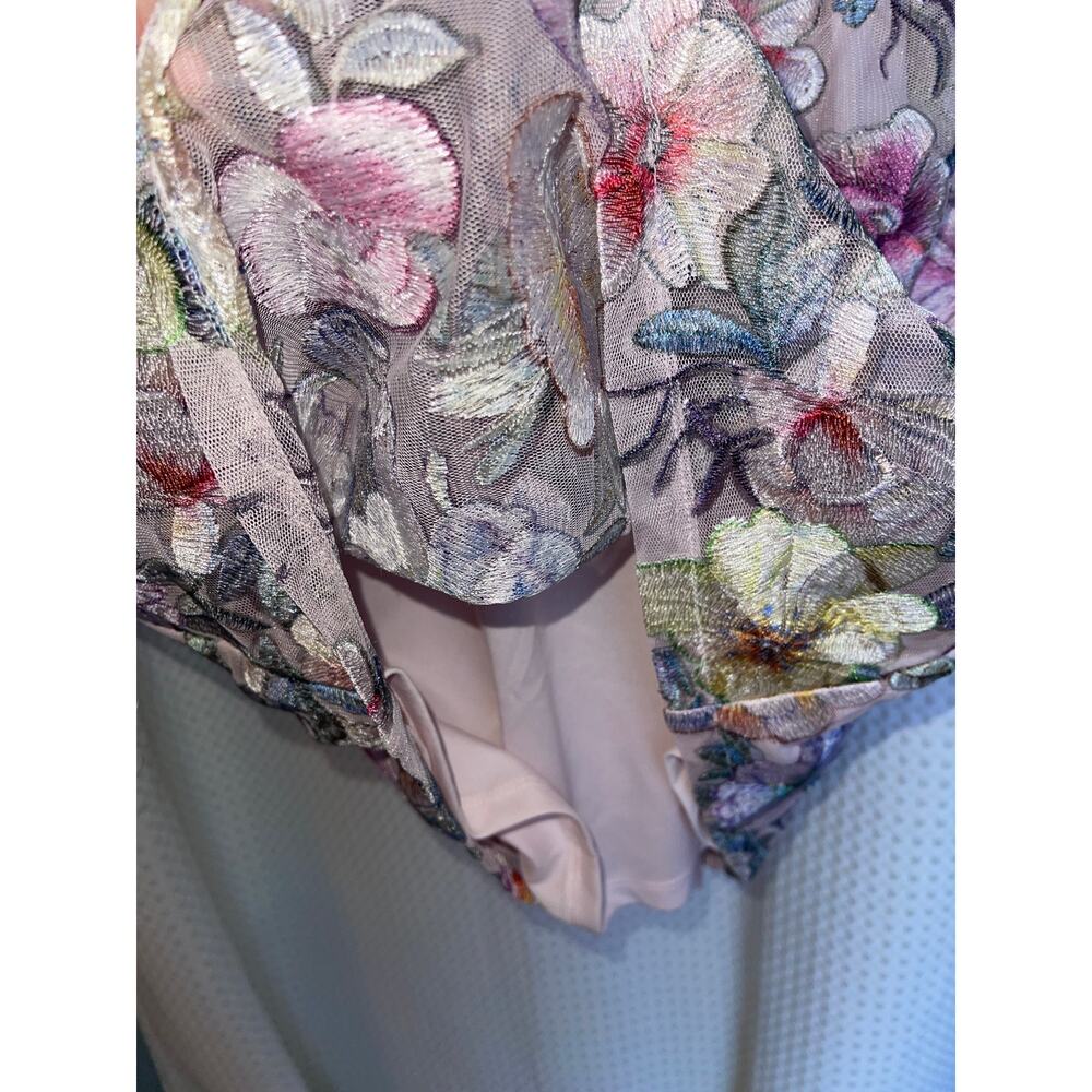 Adrianna Papell Floral Embroidered Mesh Sheath Dress Blush Pink Size 8 NWT - Picture 4 of 12